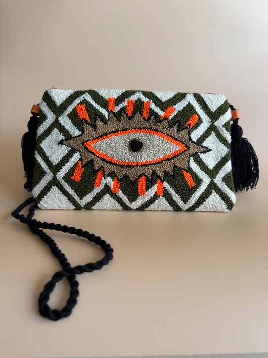 torby na ramię Kolorowa torebka boho punch needle oko II