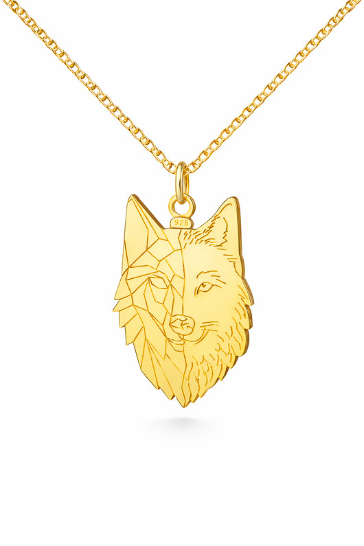 złote naszyjniki DWA WILKI - srebro, złoto, różowe złoto