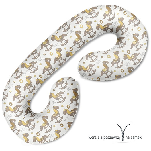 ubrania i akcesoria do karmienia Poduszka ciążowa do spania i karmienia Beżowe koniki bujane