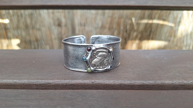 bransoletki wire wrapping Mądra sowa - bransoletka regulowana