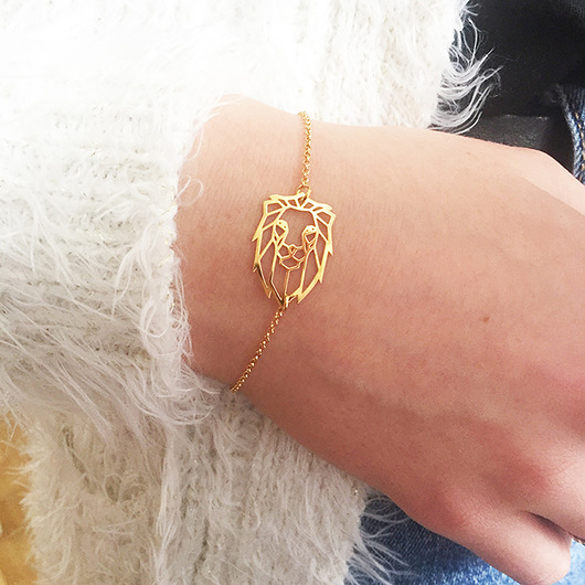 bransoletki złote Bransoletka  z lwem, złoty lew, głowa lwa