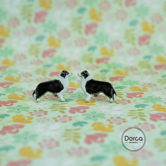 Border collie - ceramiczne kolczyki Dorca