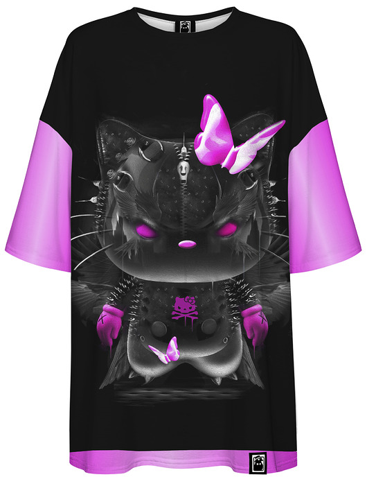t-shirt damskie DR.CROW T-shirt Damski Oversize Kitty Punk