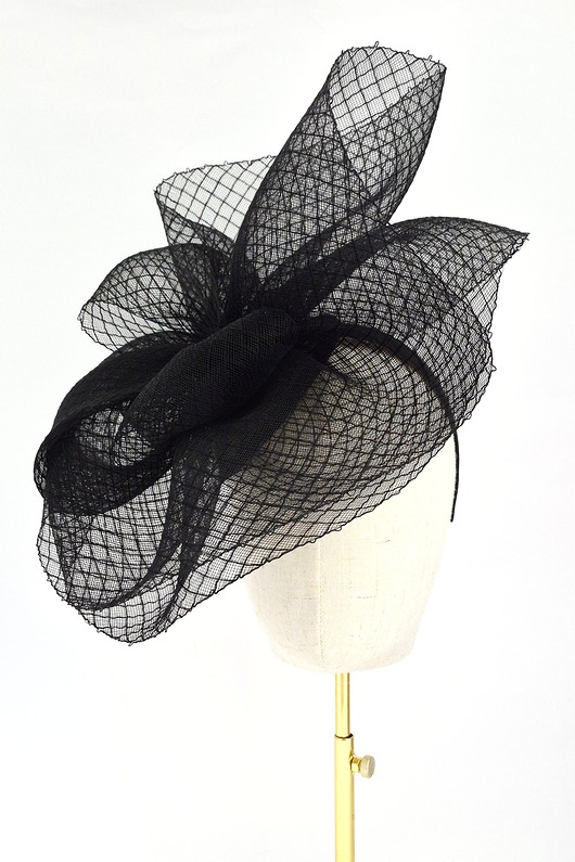 fascynatory HATOR fascynator czarny z woalem i siateczką duży