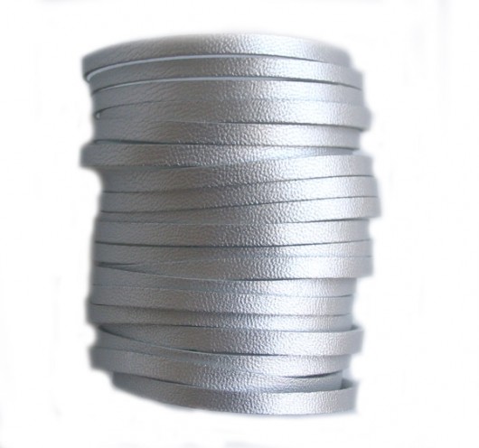 Bransoleta skórzana srebrna aluminium Mikashka