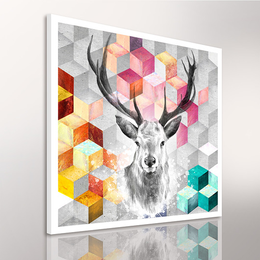 OBRAZ NA PŁÓTNIE - JELEŃ DEER- 60x60cm NOWdeco
