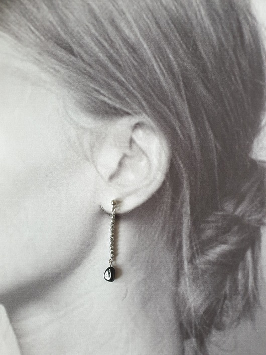 kolczyki z kamieniami Kolczyki ROOTS czarny turmalin, hematyt