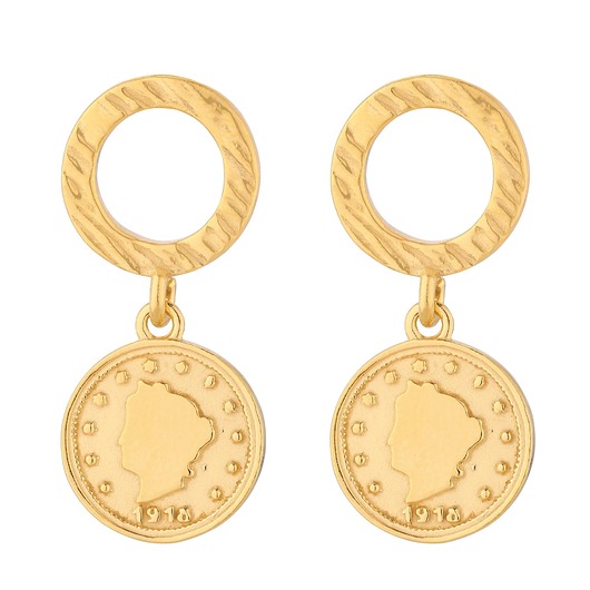 kolczyki pozłacane Złote kolczyki z monetami