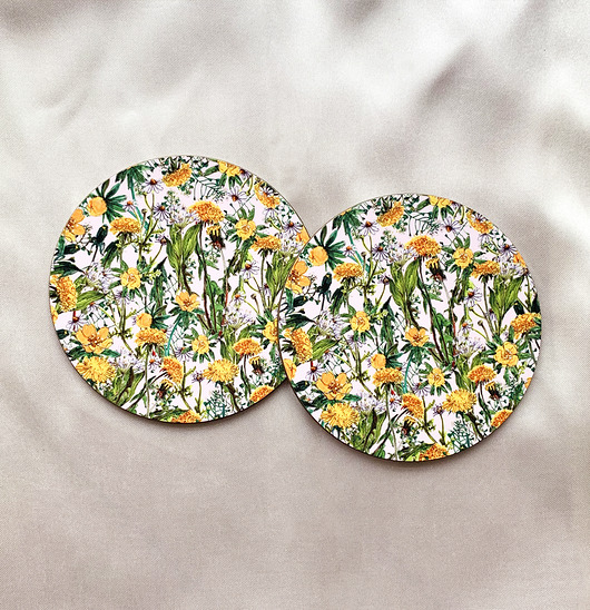 podkładki do kuchni Podkładki pod kubek- Wiosenna łąka- Kwiaty- Ilustracja