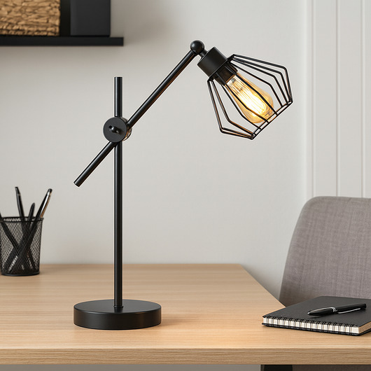 lampy stołowe Czarna lampka biurkowa z regulowanym ramieniem MUBI LOFT w stylu loft