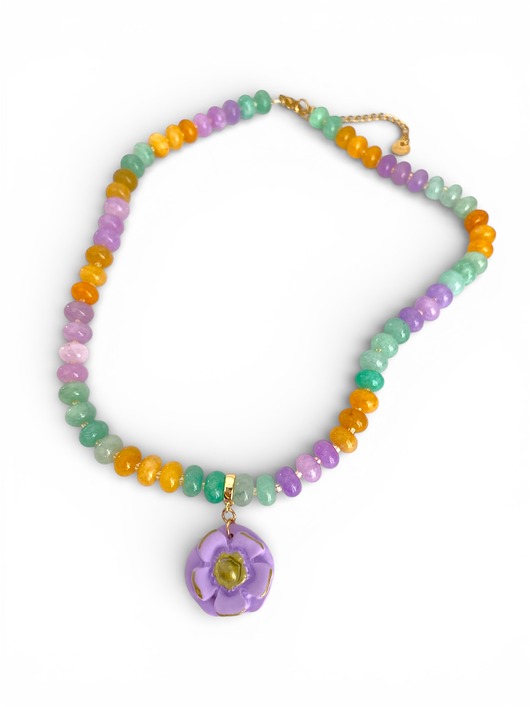 wisiory Naszyjnik kwiatowe fantazje z gliny i kamieni