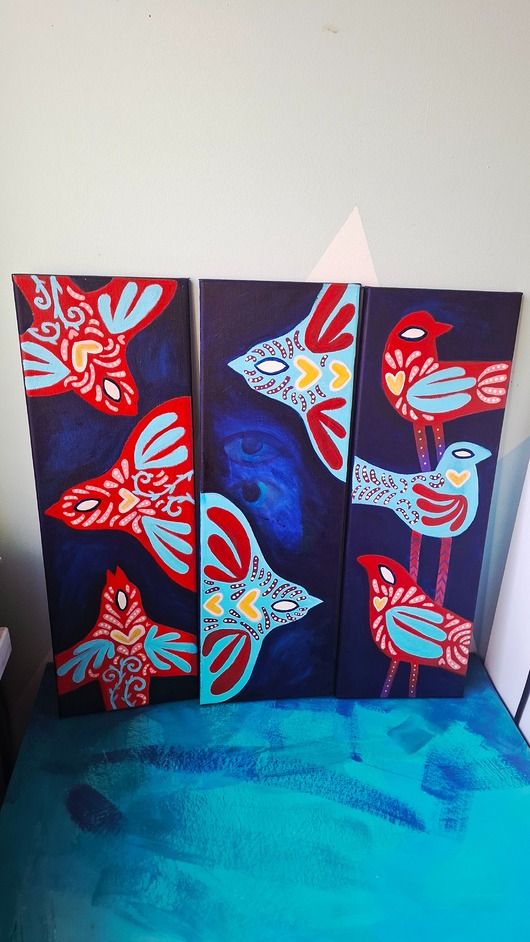 obrazy Ptaszory tryptyk 3 obrazy akrylowe