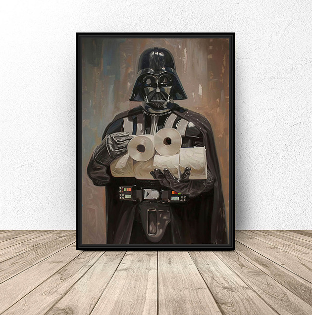 plakaty Plakat do łazienki "Lord Vader z papierem toaletowym"