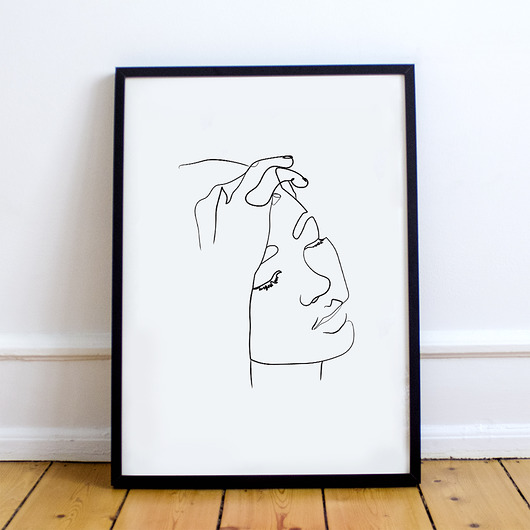 Plakat Kobieta z Zamkniętymi Oczami-Single Lines trochę na ścianę