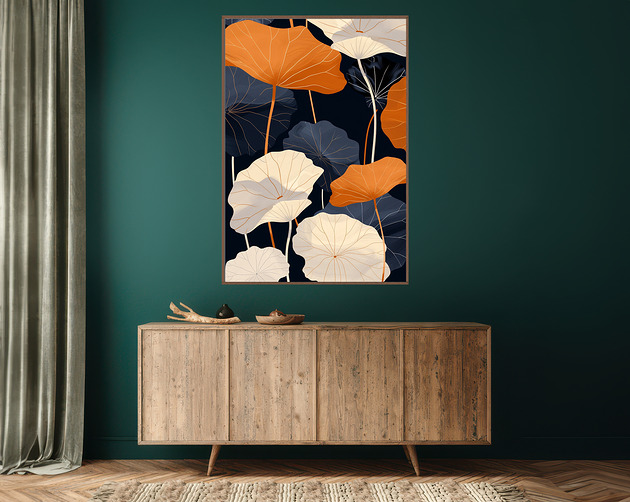 plakaty Liście lotusu - Plakat, druk - Chiński Orient, Harmonia Zen, Wabi Sabi #85