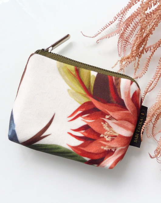 portfele damskie Portfel card holder  z weluru Flower