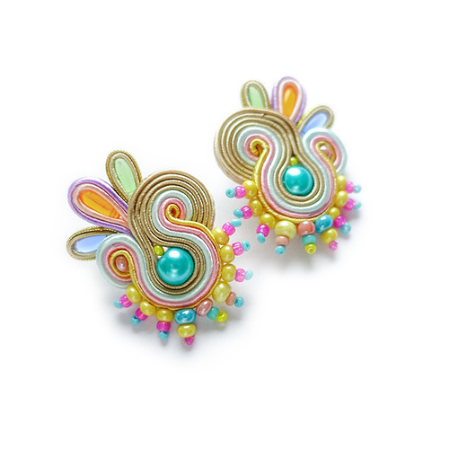 kolczyki soutache Secret Garden - pastelowe kolczyki soutache