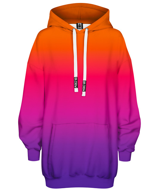 bluza z kapturem damska Bluza Oversize Tunika DR.CROW Ombre Orange Purple
