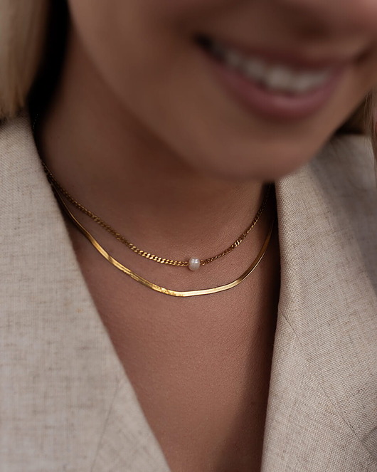 złote naszyjniki Złoty podwójny naszyjnik ze stali chirurgicznej premium Paraiso Eirene