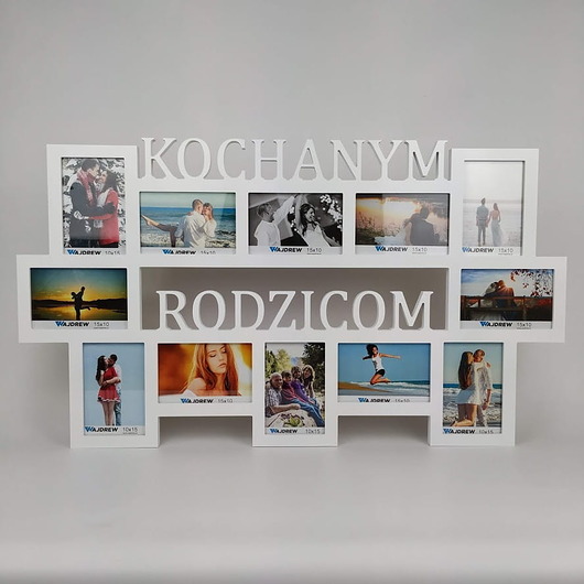 ramki na zdjęcia Multirama ramka na zdjęcia z napisem  Kochanym Rodzicom mdf 12 zdjęć