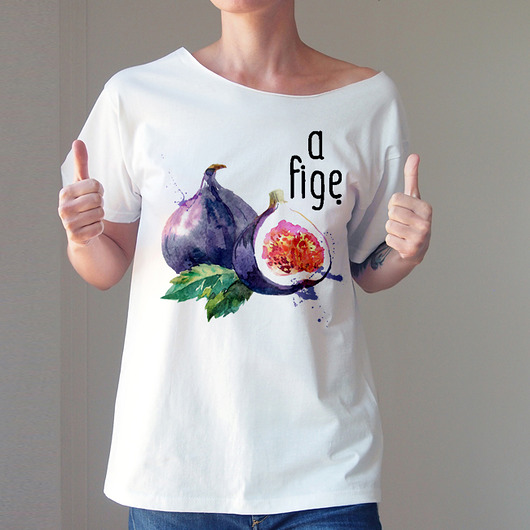t-shirt damskie A figę Biały Oversize