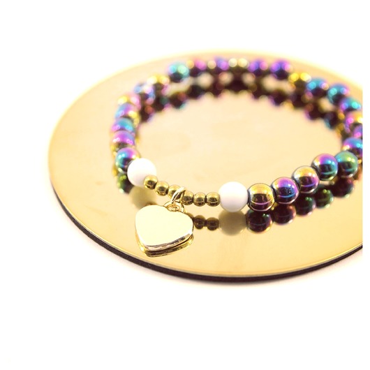 bransoletki złote Bransoletka - hematyt tęczowy - serce