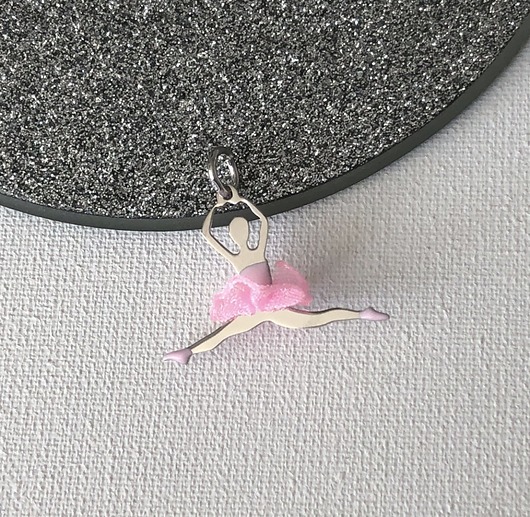 srebrne naszyjniki Srebrny wisiorek baletnica różowa