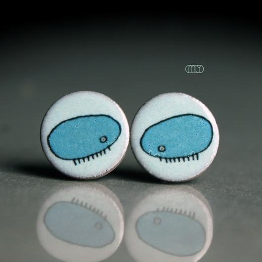 kolczyki ceramiczne Robaki /stal chirurgiczna/