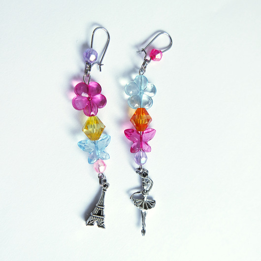 kolczyki - inne Kolczyki - Baletnica, Paryż, koraliki