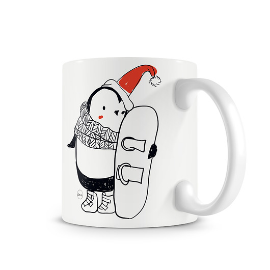 kubki Zimowy kubek z pingwinem, snowboard