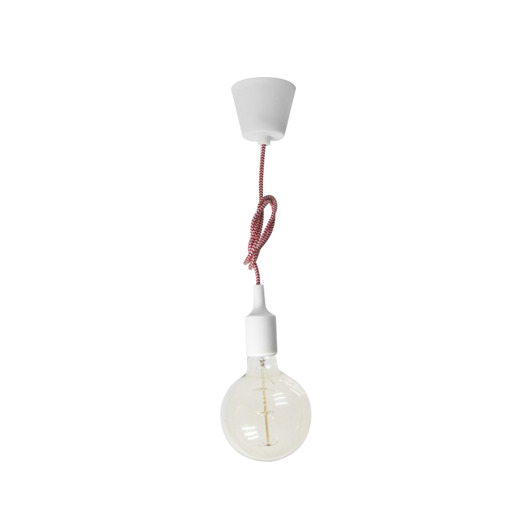 Lampa wisząca "Mała biała", kabel w oplocie nulight