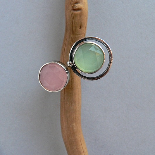 pierścionki srebrne Pierścionek -pudrowy róż i mięta-