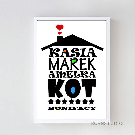 Plakat w ramie DOM  z imion Roan Studio