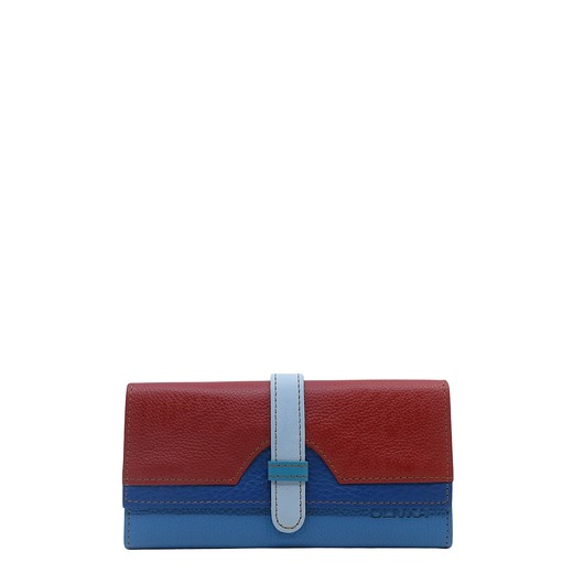 portfele damskie Portfel damski skórzany ze skrawków kolorowy przegródki na karty OLIVKA