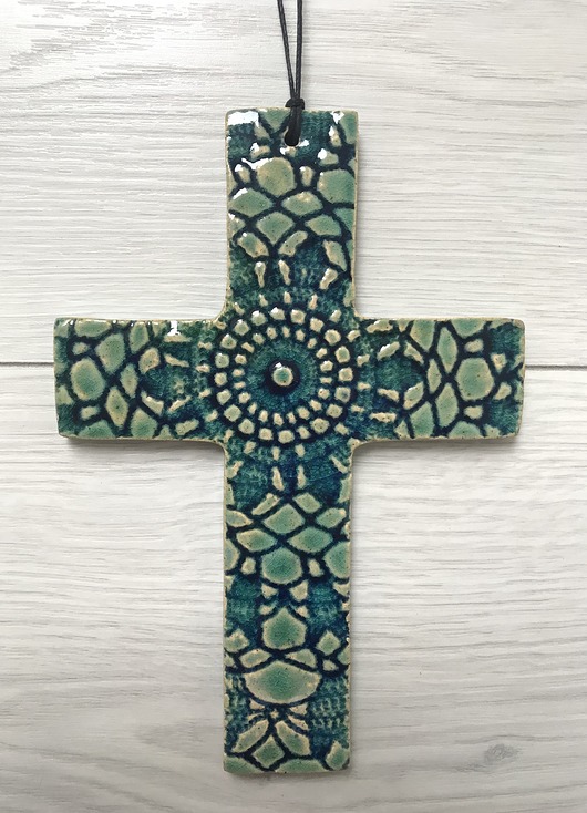dodatki - różne Koronkowy krzyż ceramiczny
