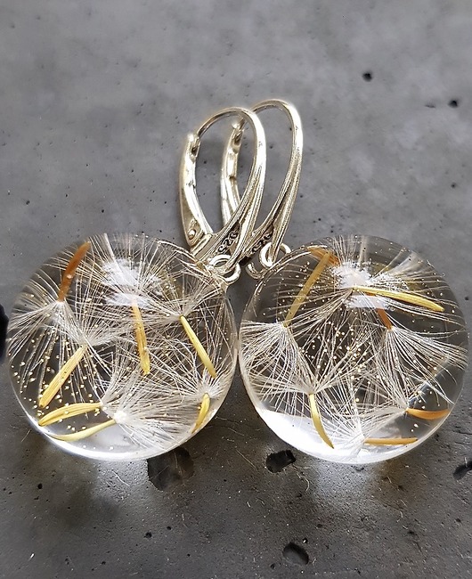 Kolczyki srebrne z nasionami dmuchawca Grol Jewellery