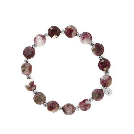 bransoletki z kamieni naturalnych Bransoletka z bordowych Turmalinów - Wersja Srebrna