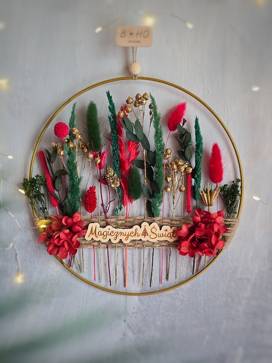 wianki bożonarodzeniowe Świąteczna dekoracja na ścianę, drzwi lub okno