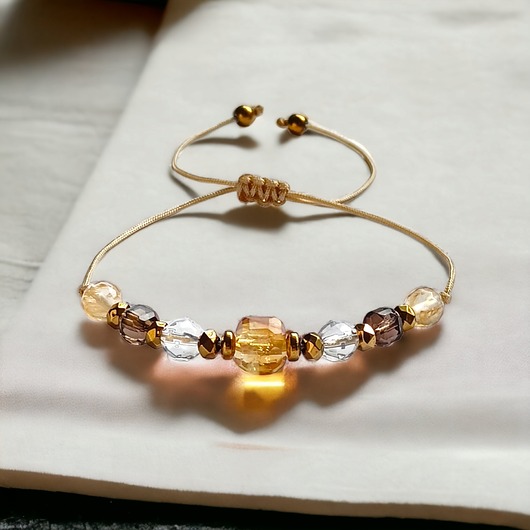 bransoletki z kamieni naturalnych DOBROBYT - amulet - cytryn, kwarc dymny, kryształ górski :: PREMIUM
