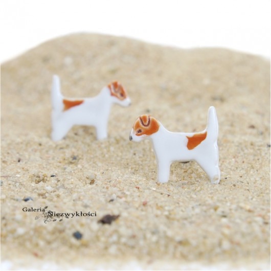 Jack russell terrier- ceramiczne kolczyki Dorca