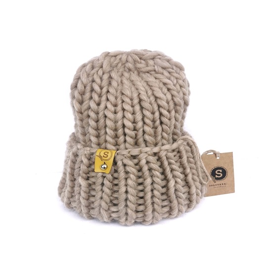 czapki damskie Beżowa wełniana czapka zimowa WOOLY