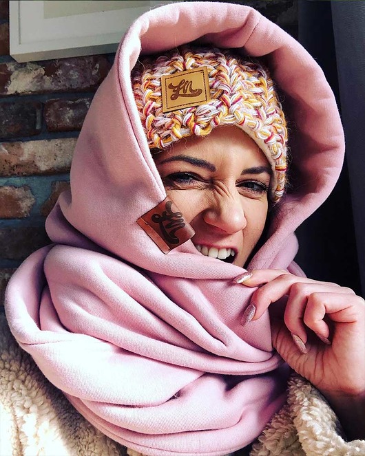 czapki damskie Kaptur z kominem damski brudny róż