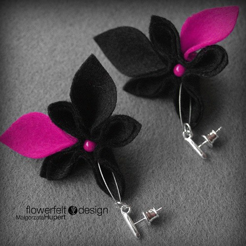 Różowe w czarnym FlowerFelt Design