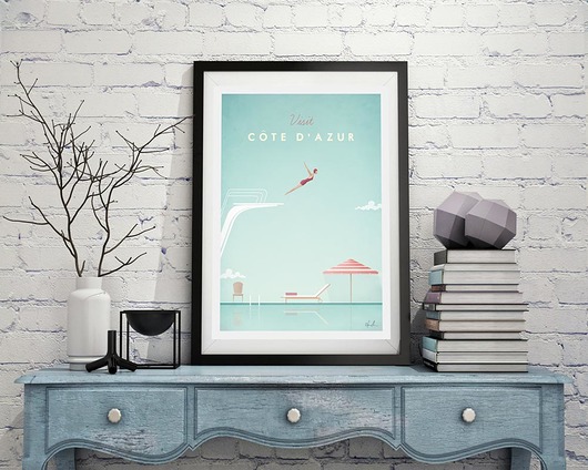 Lazurowe Wybrzeże - vintage plakat 50x70 cm minimalmill