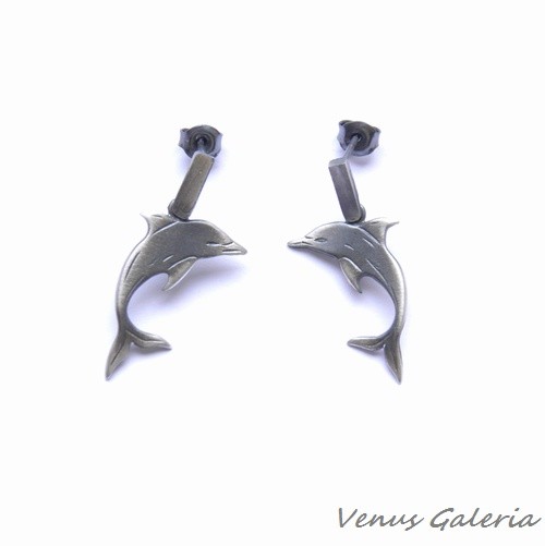   Kolczyki - Delfinki szare na sztyftach II VENUS GALERIA