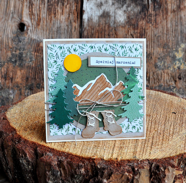 kartki scrapbooking Kartka z górami