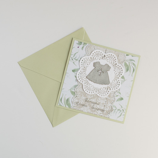kartki scrapbooking Pamiątka Chrztu świętego z szatką