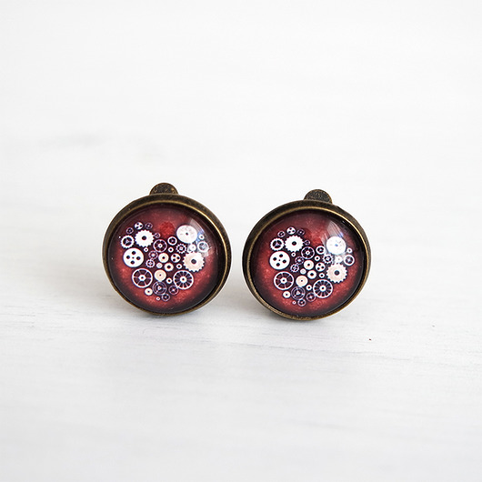 klipsy Klipsy - Serce steampunk - antyczny brąz