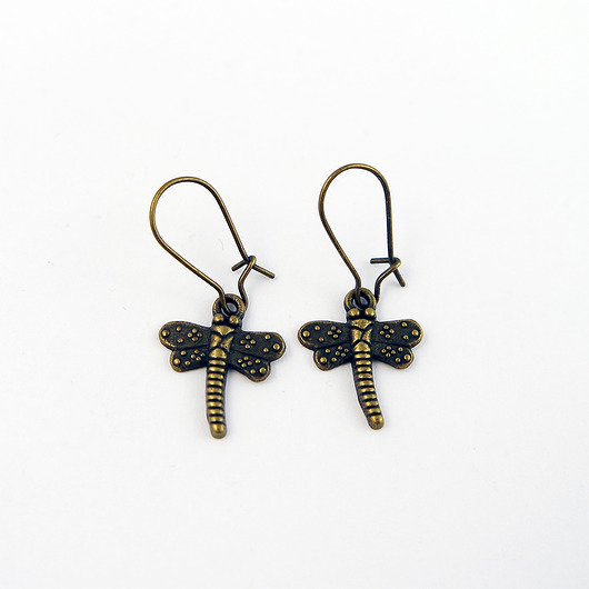 kolczyki - inne Kolczyki - Ważki małe, brąz