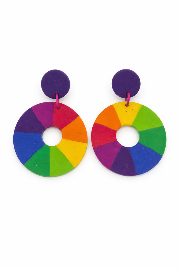 kolczyki z masy plastycznej Oryginalne tęczowe kolczyki
